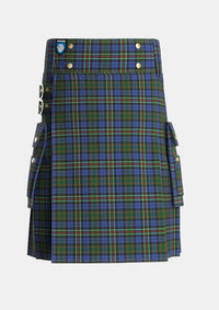 Utility_MacRae_Hunting_4_Tartan_799_kilt_front_image_with_pleated_design_and_adjustable_buckles_for_men