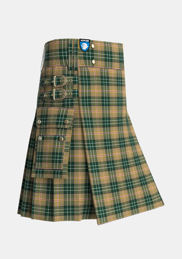 Utility_MacShane_Tartan_3571_kilt_side_image_with_pleated_design_and_adjustable_buckles_for_men