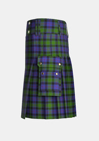 Utility_MacTaggart_Tartan_409_kilt_left_image_with_pleated_design_and_adjustable_buckles_for_men