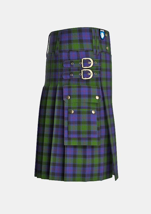 Utility_MacTaggart_Tartan_409_kilt_right_image_with_pleated_design_and_adjustable_buckles_for_men