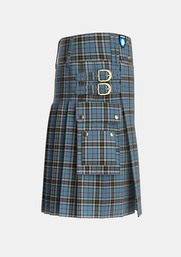 Utility_MacTavish_Thompson_Thomson_Dress_Blue_Tartan_1383_kilt_right_image_with_pleated_design_and_adjustable_buckles_for_men