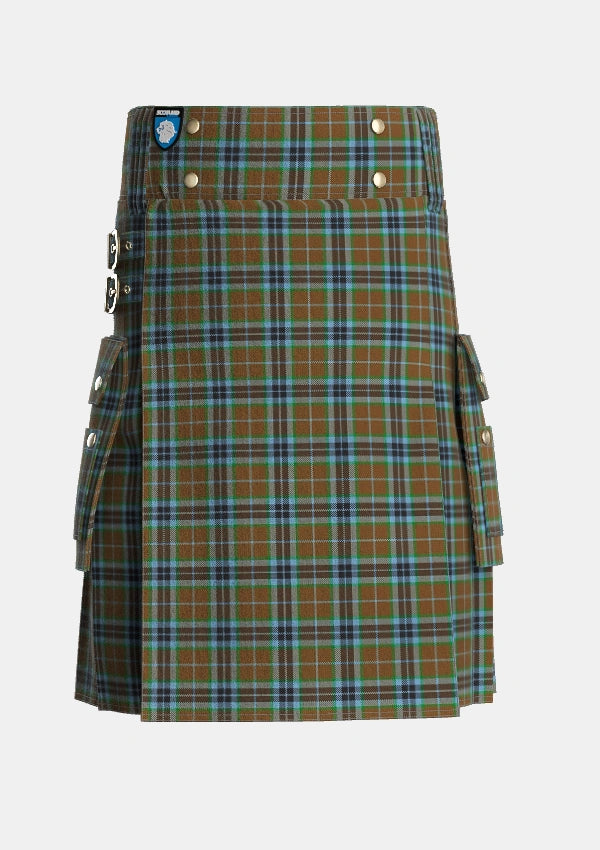 Utility_MacTavish_Thompson_Thomson_Hunting_Tartan_232_kilt_front_image_with_pleated_design_and_adjustable_buckles_for_men