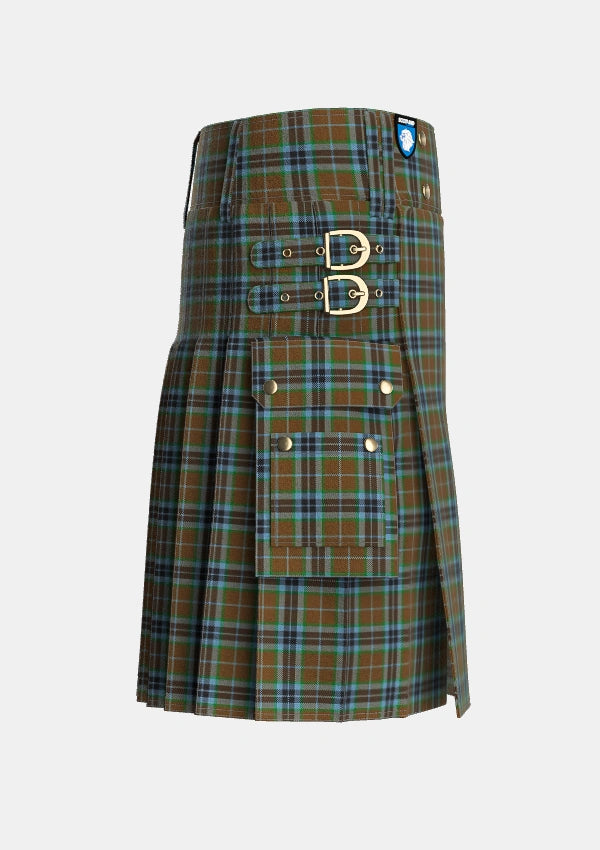 Utility_MacTavish_Thompson_Thomson_Hunting_Tartan_232_kilt_right_image_with_pleated_design_and_adjustable_buckles_for_men