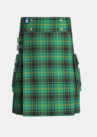 Utility_Macarthur_tartan_1100_kilt_front_image_with_pleated_design_and_adjustable_buckles_for_men
