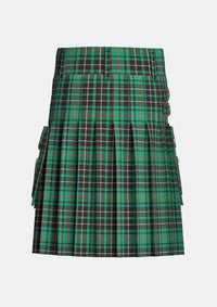 Utility_Macaulay_Hunting_tartan_827_kilt_back_image_with_pleated_design_and_adjustable_buckles_for_men
