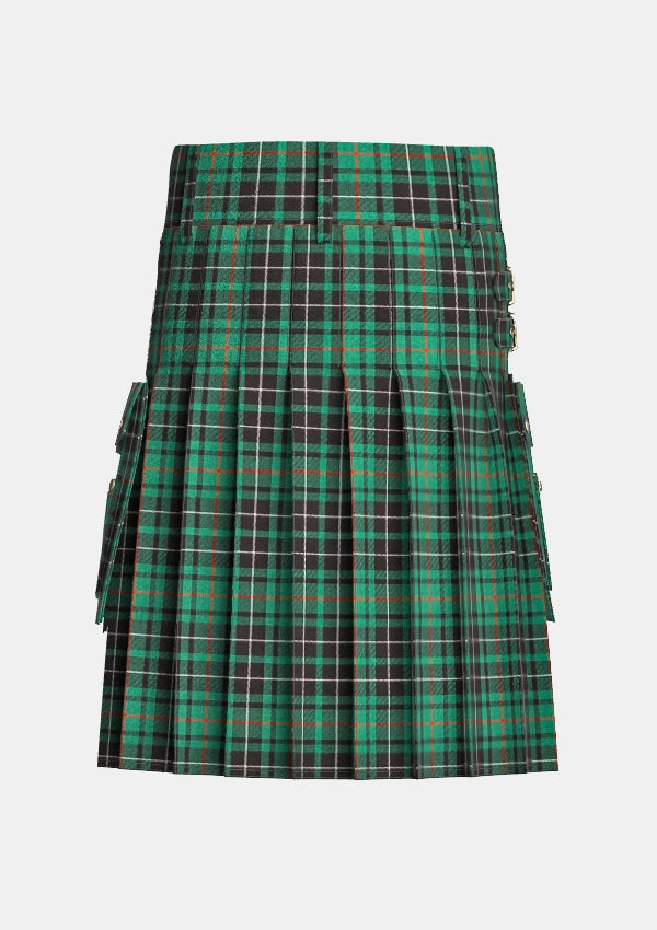 Utility_Macaulay_Hunting_tartan_827_kilt_back_image_with_pleated_design_and_adjustable_buckles_for_men
