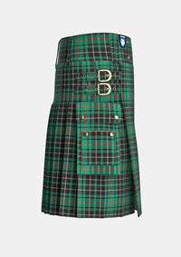 Utility_Macaulay_Hunting_tartan_827_kilt_right_image_with_pleated_design_and_adjustable_buckles_for_men