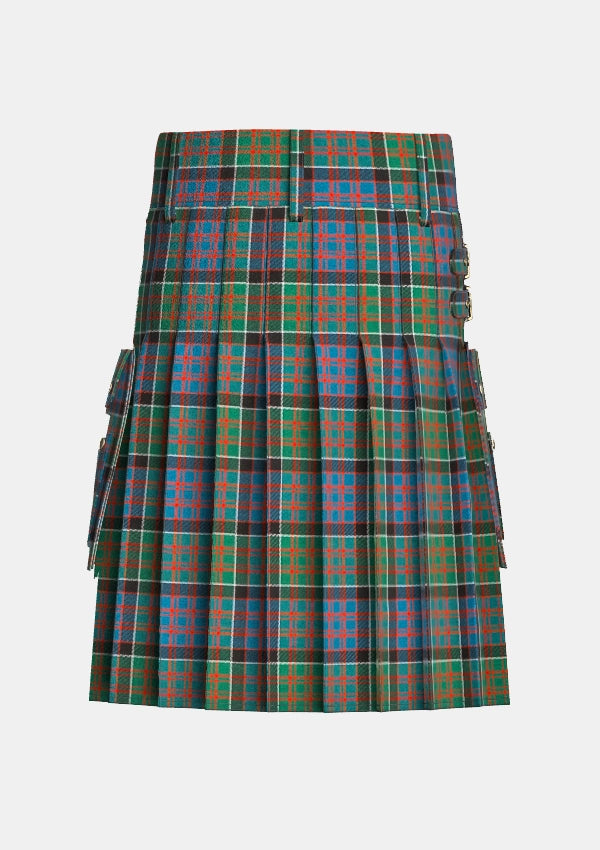 Utility_Macdonald_of_Clanranald_tartan_4521_kilt_back_image_with_pleated_design_and_adjustable_buckles_for_men