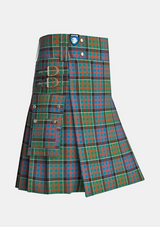 Utility_Macdonald_of_Clanranald_tartan_4521_kilt_side_image_with_pleated_design_and_adjustable_buckles_for_men