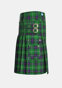 Utility_Macdonald_of_The_Isles_tartan_1366_kilt_right_image_with_pleated_design_and_adjustable_buckles_for_men