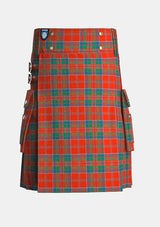 Utility_Macgillivray_tartan_446_kilt_front_image_with_pleated_design_and_adjustable_buckles_for_men
