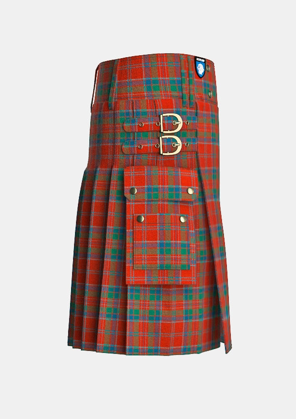 Utility_Macgillivray_tartan_446_kilt_right_image_with_pleated_design_and_adjustable_buckles_for_men