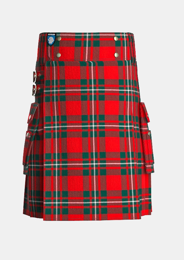 Utility_Macgregor_tartan_kilt_front_image_with_pleated_design_and_adjustable_buckles_for_men