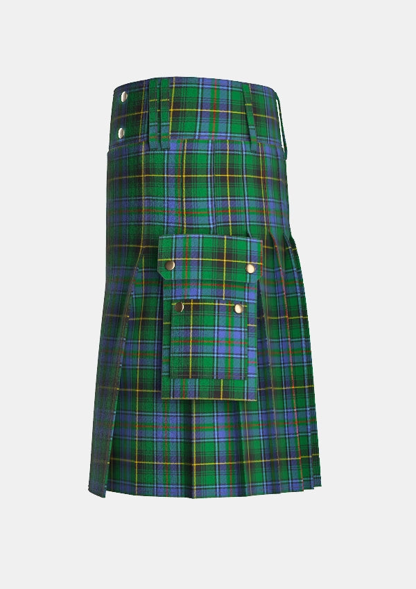 Utility_Macinnes_tartan_1464_kilt_left_image_with_pleated_design_and_adjustable_buckles_for_men