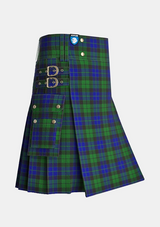Utility_Mackay_tartan_kilt_side_image_with_pleated_design_and_adjustable_buckles_for_men