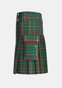 Utility_Mackinnon_ancient_hunting_tartan_kilt_left_image_with_pleated_design_and_adjustable_buckles_for_men