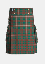 Utility_Mackinnon_hunting_modern_tartan_kilt_front_image_with_pleated_design_and_adjustable_buckles_for_men