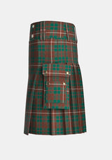 Utility_Mackinnon_hunting_modern_tartan_kilt_left_image_with_pleated_design_and_adjustable_buckles_for_men