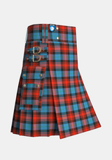 Utility_Maclachlan_ancient_tartan_kilt_side_image_with_pleated_design_and_adjustable_buckles_for_men