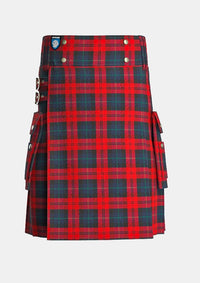 Utility_Maclachlan_tartan_732_kilt_front_image_with_pleated_design_and_adjustable_buckles_for_men