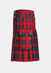 Utility_Maclachlan_tartan_732_kilt_left_image_with_pleated_design_and_adjustable_buckles_for_men