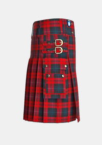Utility_Maclachlan_tartan_732_kilt_right_image_with_pleated_design_and_adjustable_buckles_for_men