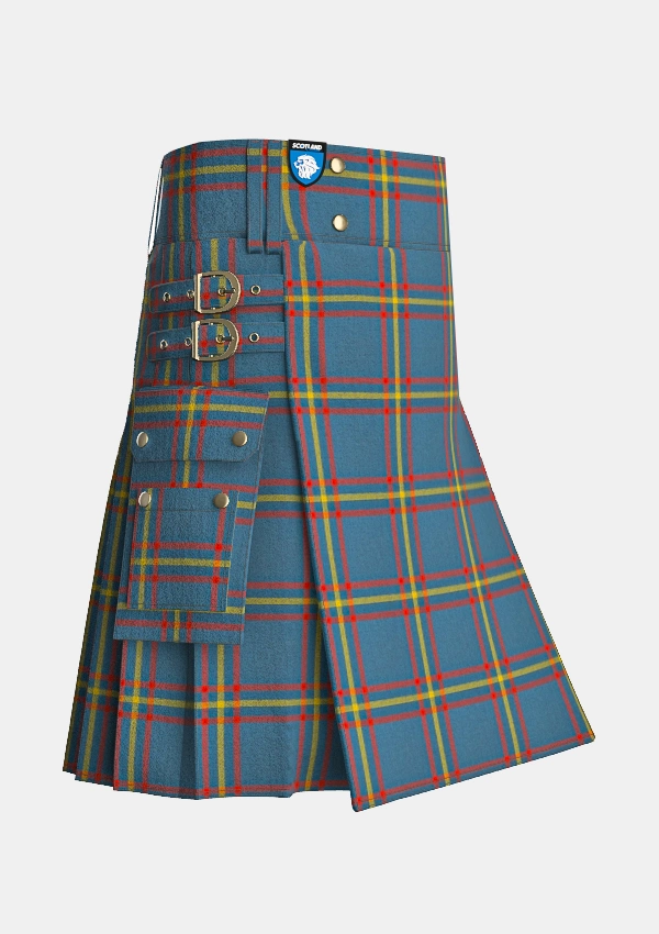 Utility_Maclain_of_lochbuie_hunting_ancient_tartan_kilt_side_image_with_pleated_design_and_adjustable_buckles_for_men