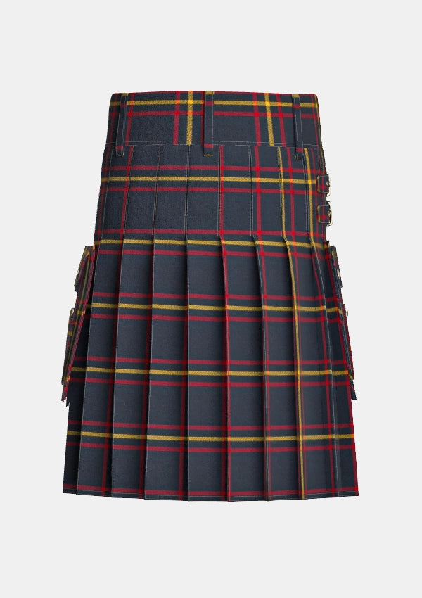 Utility_Maclain_of_lochbuie_hunting_tartan_kilt_back_image_with_pleated_design_and_adjustable_buckles_for_men