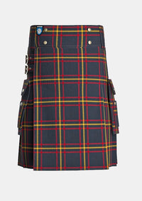 Utility_Maclain_of_lochbuie_hunting_tartan_kilt_front_image_with_pleated_design_and_adjustable_buckles_for_men