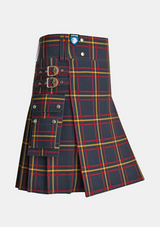 Utility_Maclain_of_lochbuie_hunting_tartan_kilt_side_image_with_pleated_design_and_adjustable_buckles_for_men