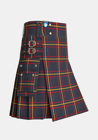 Utility_Maclain_of_lochbuie_hunting_tartan_kilt_side_image_with_pleated_design_and_adjustable_buckles_for_men