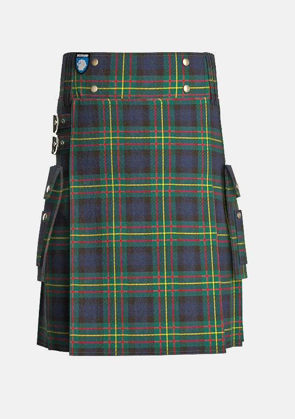 Utility_Maclaren_tartan_kilt_front_image_with_pleated_design_and_adjustable_buckles_for_men