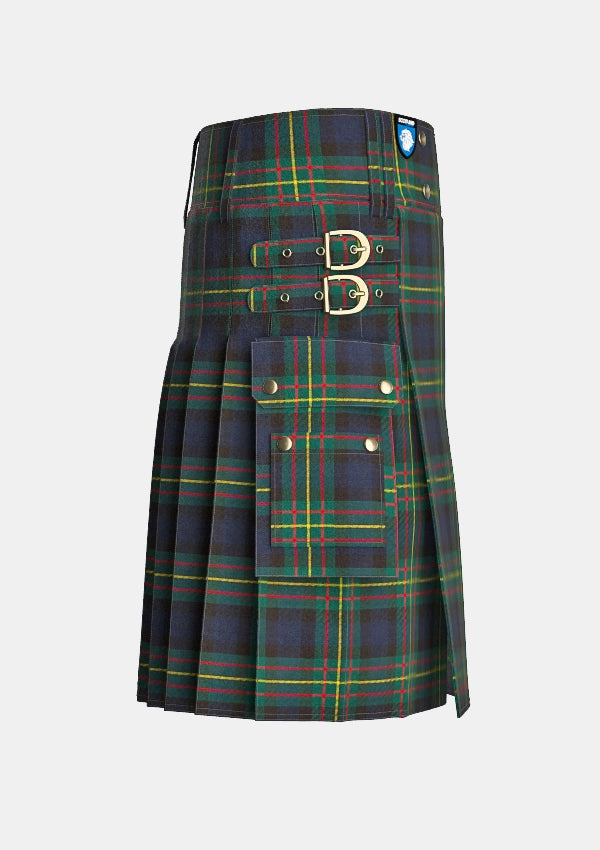 Utility_Maclaren_tartan_kilt_right_image_with_pleated_design_and_adjustable_buckles_for_men