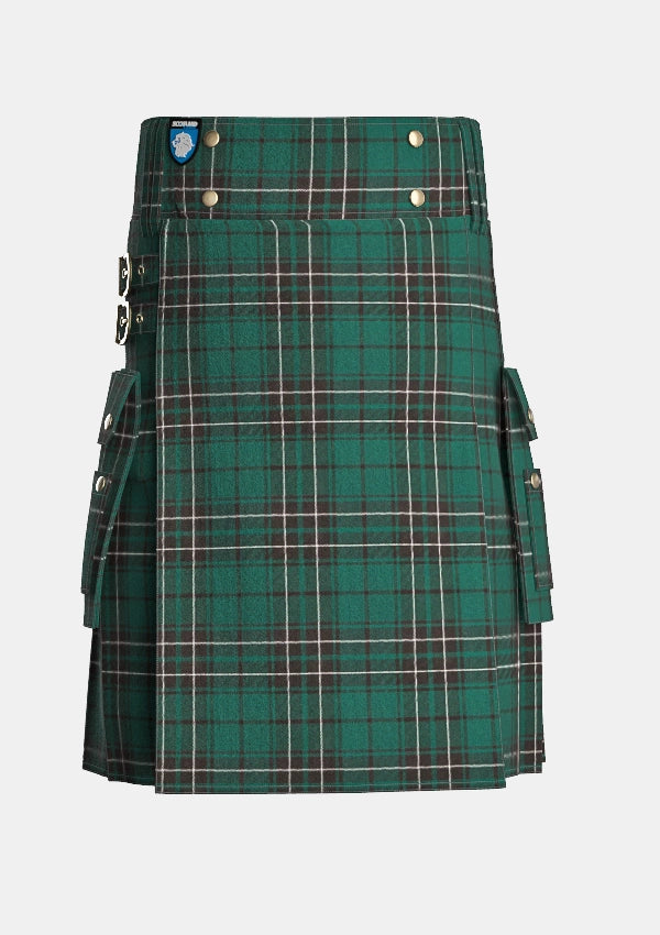 Utility_Maclean_Hunting_Modern_Tartan_kilt_front_image_with_pleated_design_and_adjustable_buckles_for_men