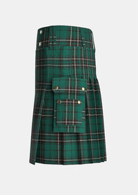 Utility_Maclean_Hunting_Modern_Tartan_kilt_left_image_with_pleated_design_and_adjustable_buckles_for_men