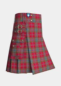 Utility_Maclean_of_duart_weathered_tartan_kilt_side_image_with_pleated_design_and_adjustable_buckles_for_men