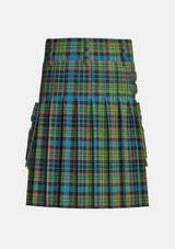 Utility_Maclellan_tartan_323_kilt_back_image_with_pleated_design_and_adjustable_buckles_for_men