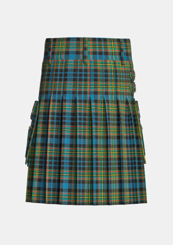 Utility_Maclellan_tartan_323_kilt_back_image_with_pleated_design_and_adjustable_buckles_for_men