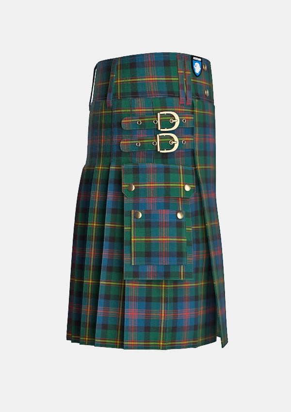 Utility_Maclennan_tartan_1429_kilt_right_image_with_pleated_design_and_adjustable_buckles_for_men