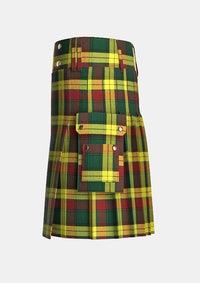 Utility_Macmillan_tartan_kilt_left_image_with_pleated_design_and_adjustable_buckles_for_men