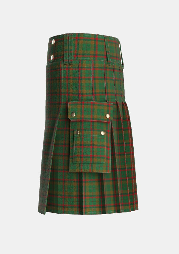 Utility_Macnaughton_Hunting_Tartan_7852_kilt_left_image_with_pleated_design_and_adjustable_buckles_for_men