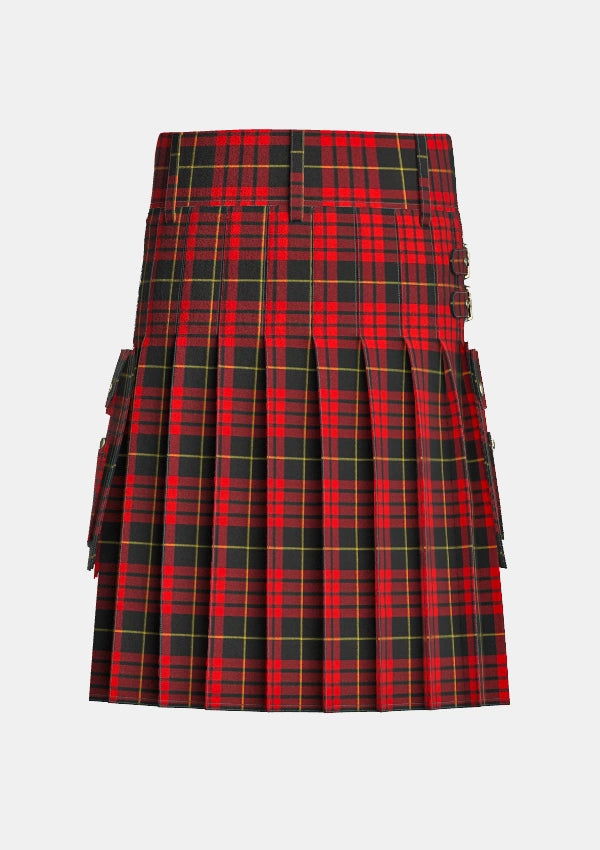 Utility_Macqueen_tartan_1209_kilt_back_image_with_pleated_design_and_adjustable_buckles_for_men