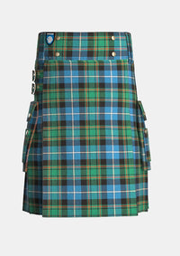 Utility_Macrae_tartan_kilt_front_image_with_pleated_design_and_adjustable_buckles_for_men