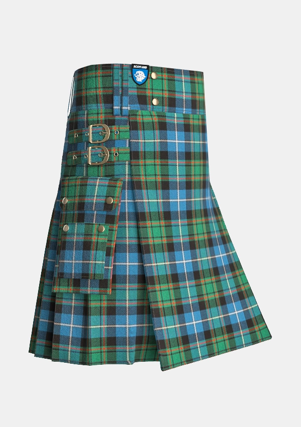 Utility_Macrae_tartan_kilt_side_image_with_pleated_design_and_adjustable_buckles_for_men