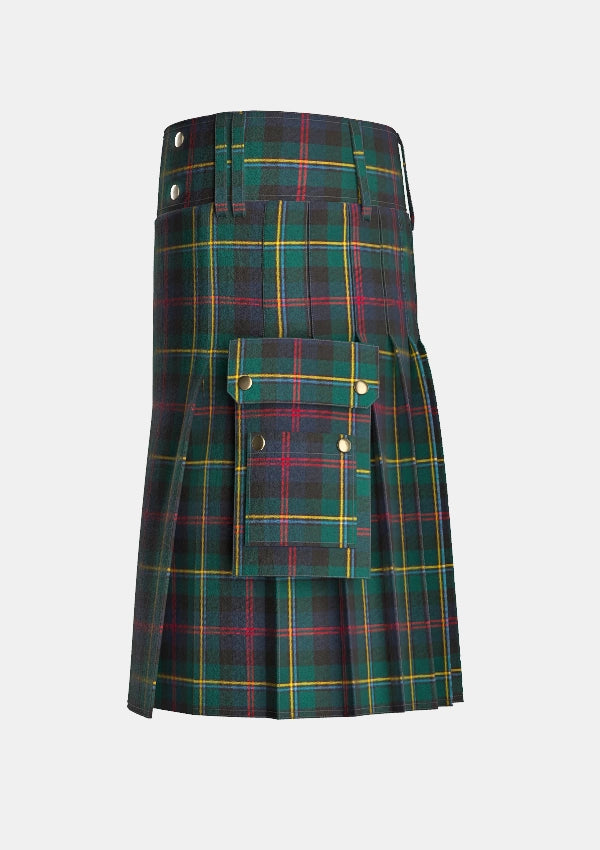 Utility_Malcolm_tartan_5696_kilt_left_image_with_pleated_design_and_adjustable_buckles_for_men