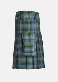 Utility_Manx_tartan_202_kilt_left_image_with_pleated_design_and_adjustable_buckles_for_men