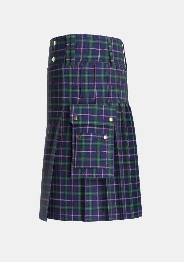 Utility_Marion_Personal_Tartan_7374_kilt_left_image_with_pleated_design_and_adjustable_buckles_for_men