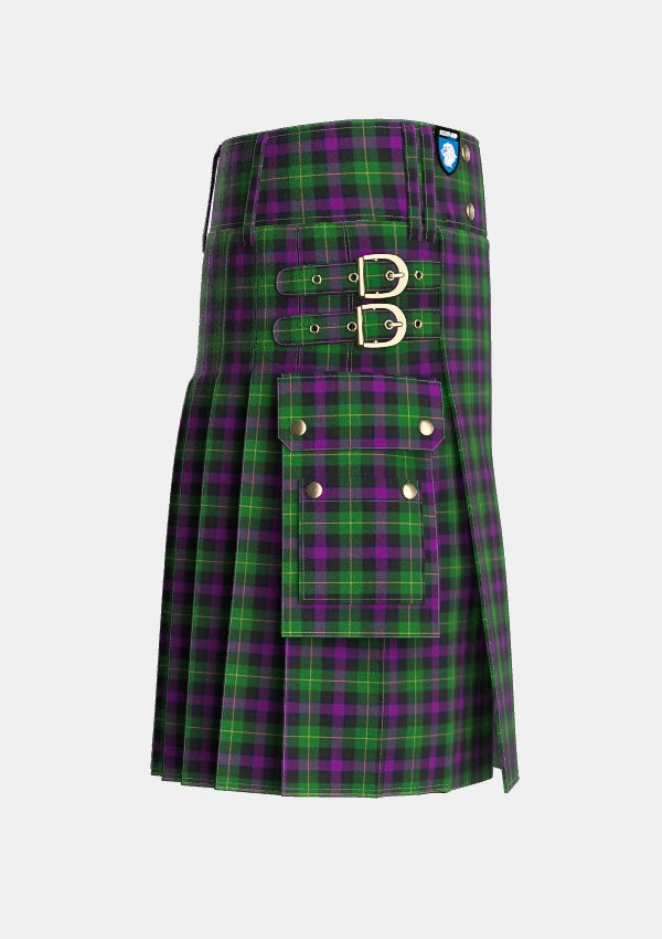 Utility_Martin_Hunting_Tartan_4943_kilt_right_image_with_pleated_design_and_adjustable_buckles_for_men