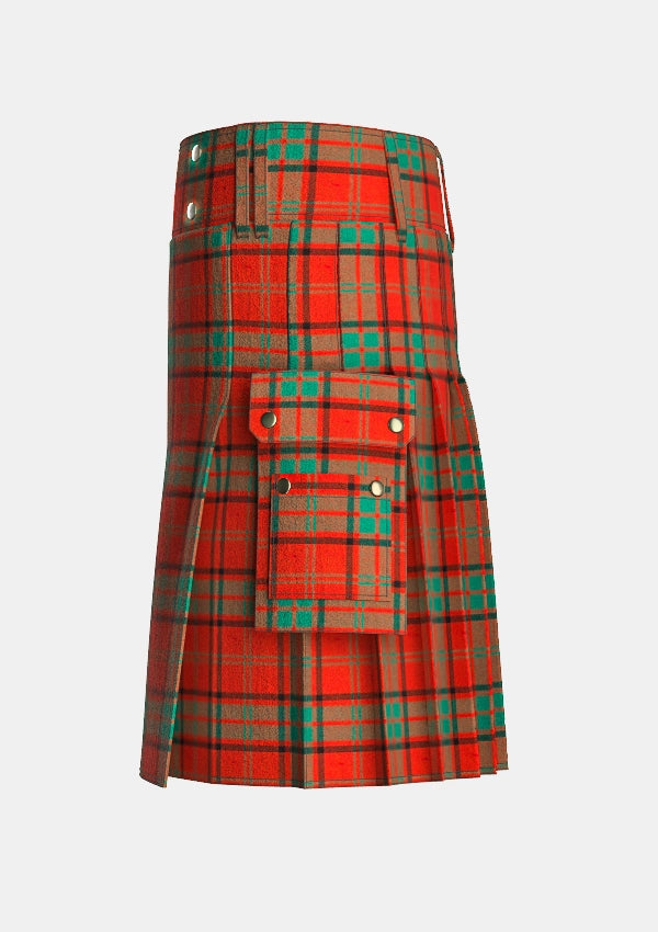 Utility_Maxwell_tartan_1500_kilt_left_image_with_pleated_design_and_adjustable_buckles_for_men