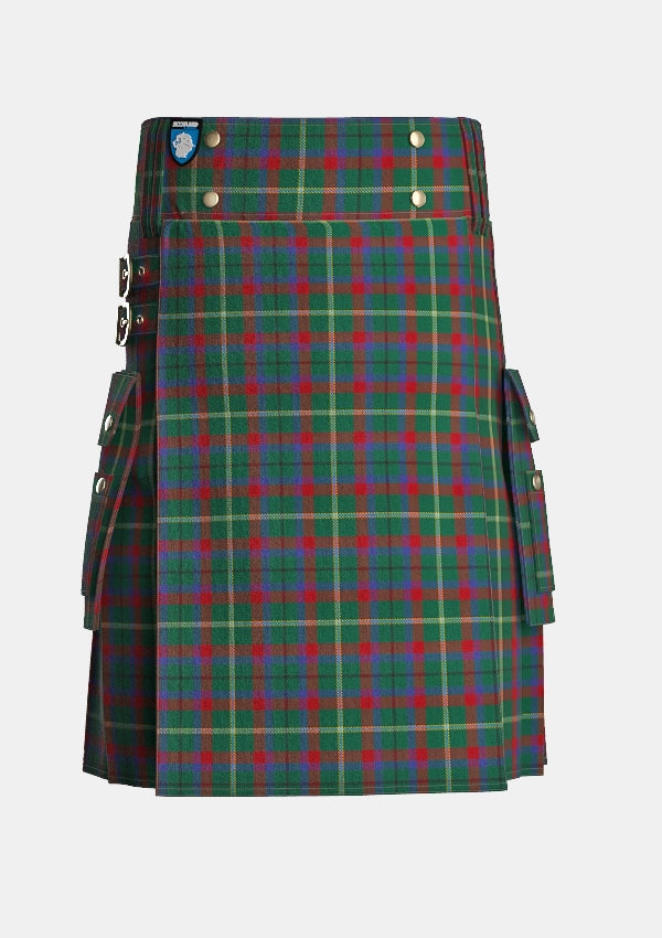 Utility_Mayo_County_Tartan_2270_kilt_front_image_with_pleated_design_and_adjustable_buckles_for_men